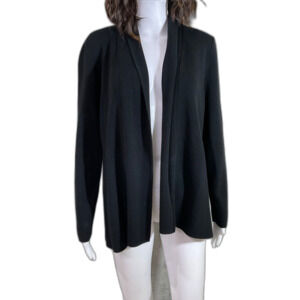 Talbots petites open front knit Cardigan sweater Women LP Black Vented tailored